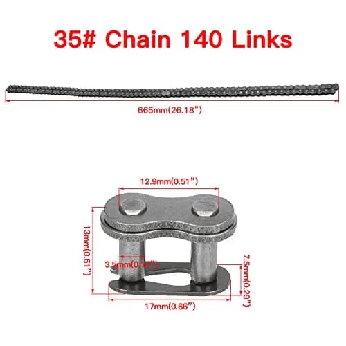 YOXUFA 75 Tooth Sprocket with 35 Drive Chain 140 Links | Suitable for Mini Bikes & Go Karts thumbnail 4