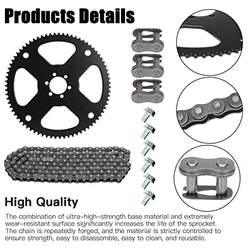 YOXUFA 75 Tooth Sprocket with 35 Drive Chain 140 Links | Suitable for Mini Bikes & Go Karts thumbnail 5