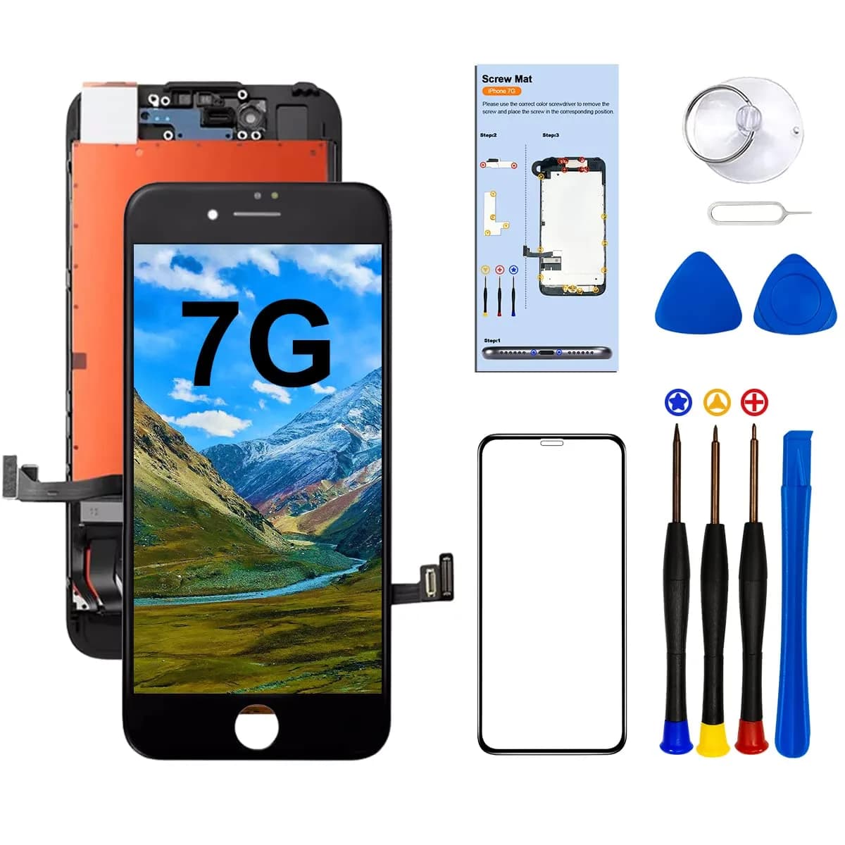SIMDOG Black LCD Display Screen Replacement for iPhone 7 (4.7-inch) with Repair Tools | Incell Technology — BLACK