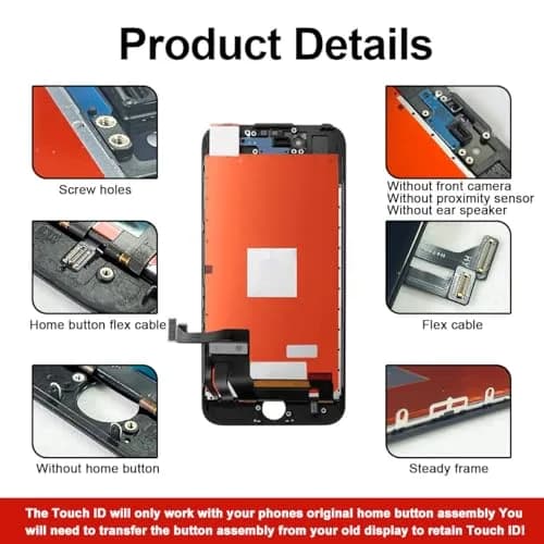 SIMDOG Black LCD Display Screen Replacement for iPhone 7 (4.7-inch) with Repair Tools | Incell Technology thumbnail 5