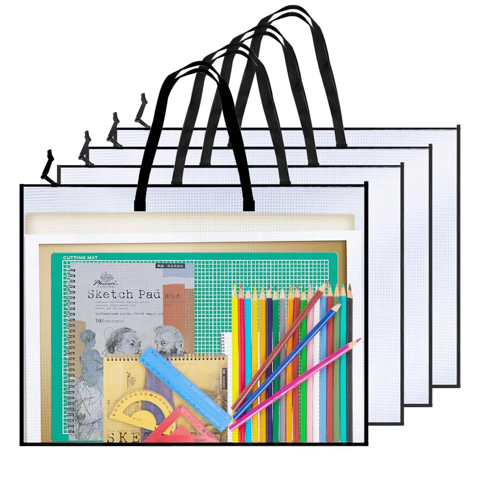 Opret Art Portfolio Bags 19x25 Inch Waterproof Vinyl with Handle and Zipper | Spacious & Durable for Artists