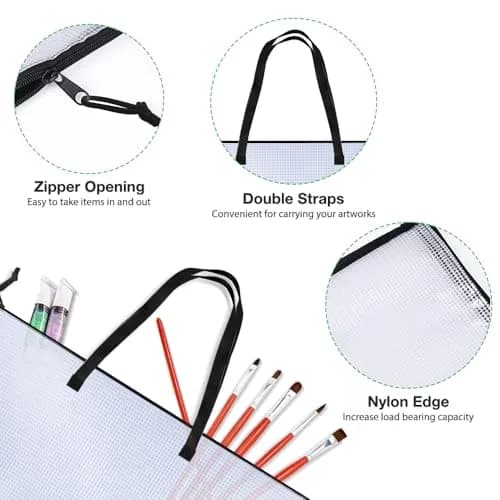 Opret Art Portfolio Bags 19x25 Inch Waterproof Vinyl with Handle and Zipper | Spacious & Durable for Artists thumbnail 3