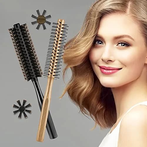 Geiserailie 2 Pieces Round Hair Comb Set 21 cm (8.26 inches) | Bristle & Wood Massage Brushes thumbnail 5