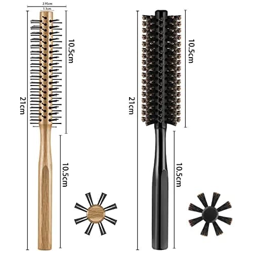 Geiserailie 2 Pieces Round Hair Comb Set 21 cm (8.26 inches) | Bristle & Wood Massage Brushes thumbnail 2