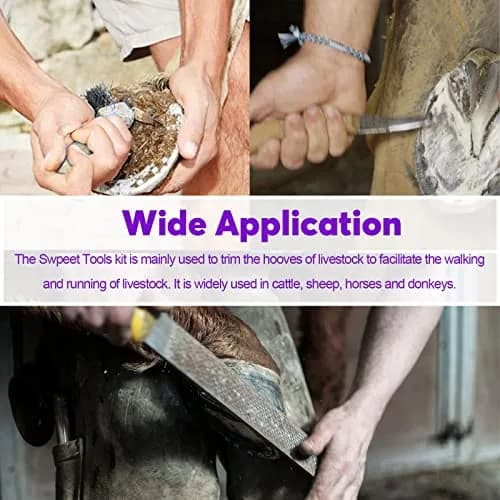 Swpeet 8Pcs Farrier Tools Kit with Roll Pack | Horses Hoof Trimmers, Nipper, Rasp & Knife, Rubber Handle (7 pcs + Gloves) | Pet Supplies thumbnail 7