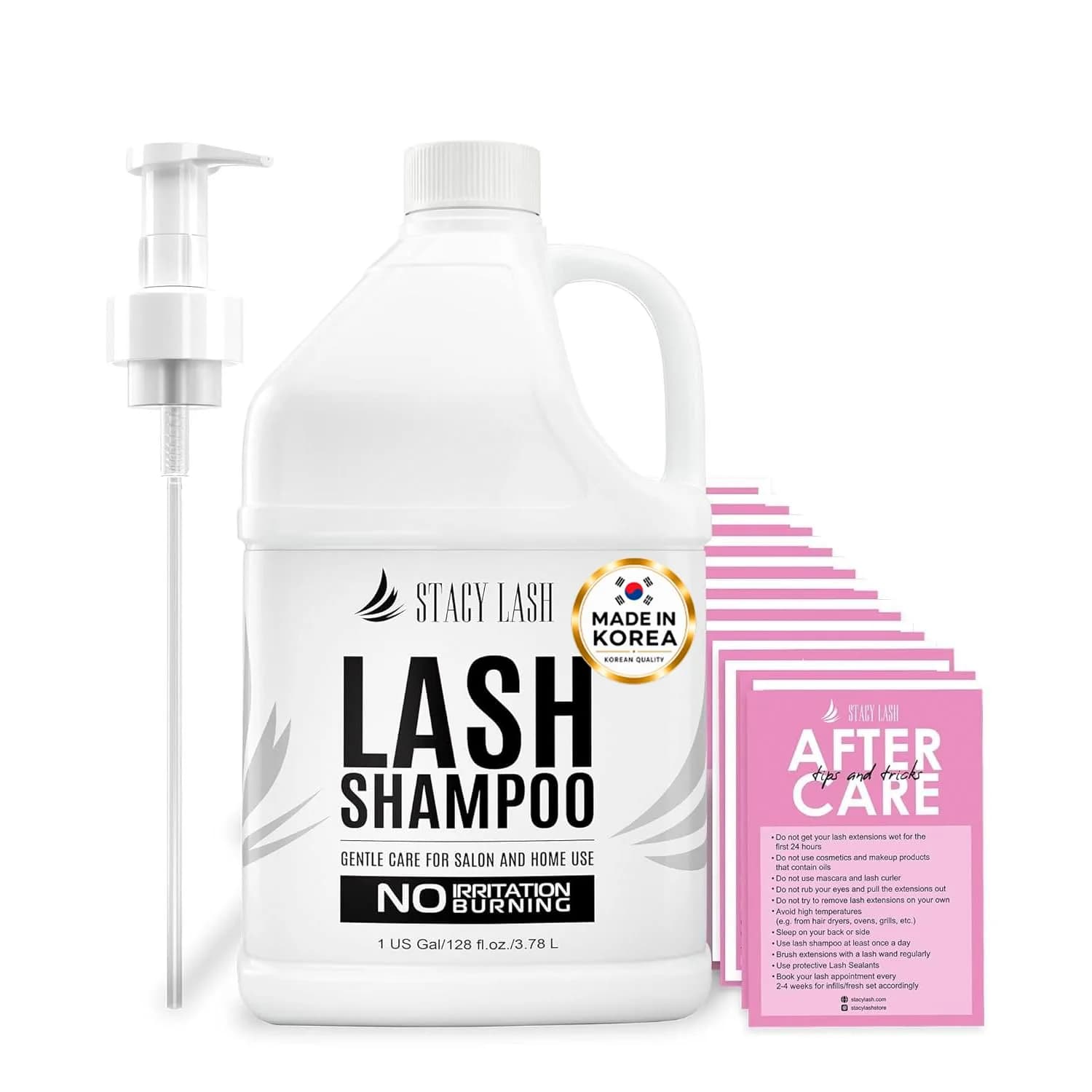 STACY LASH Eyelash Extension Shampoo + Brush 100ml (3.38 fl oz) | Gentle Foaming Cleanser for Natural & Extended Lashes — Unscented