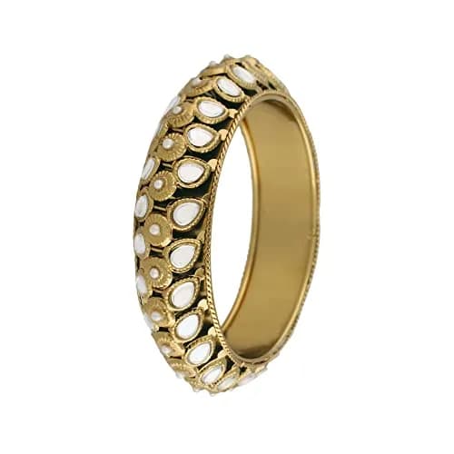 I Jewels 18k Gold Plated Kundan Kada Bangles for Women, Pack of 2, Size 2.6 inches (6.6 cm) thumbnail 3