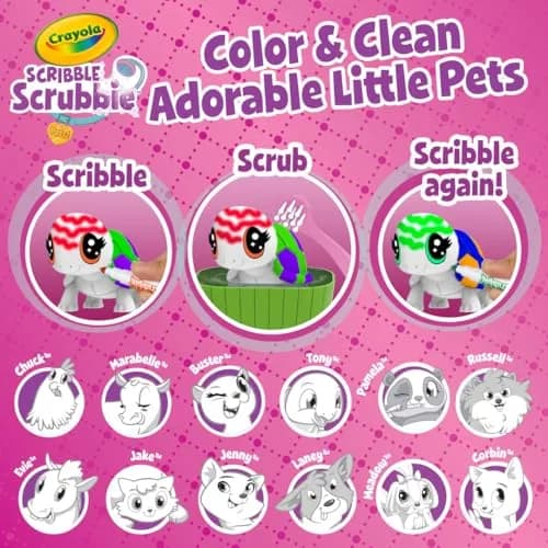 Crayola Scribble Scrubbie Pets Mega Set (25+ pcs) | Reusable Animal Toy for Kids 3+ thumbnail 4