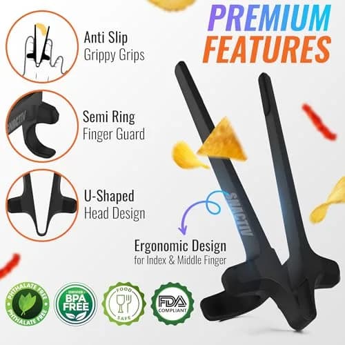 SNACTIV PRO Finger Chopsticks for Gamers - Black, 1 Unit | Mess-Free Snacking Solution thumbnail 4