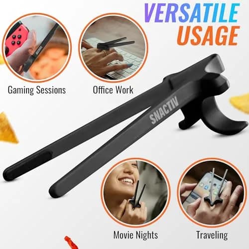 SNACTIV PRO Finger Chopsticks for Gamers - Black, 1 Unit | Mess-Free Snacking Solution thumbnail 6