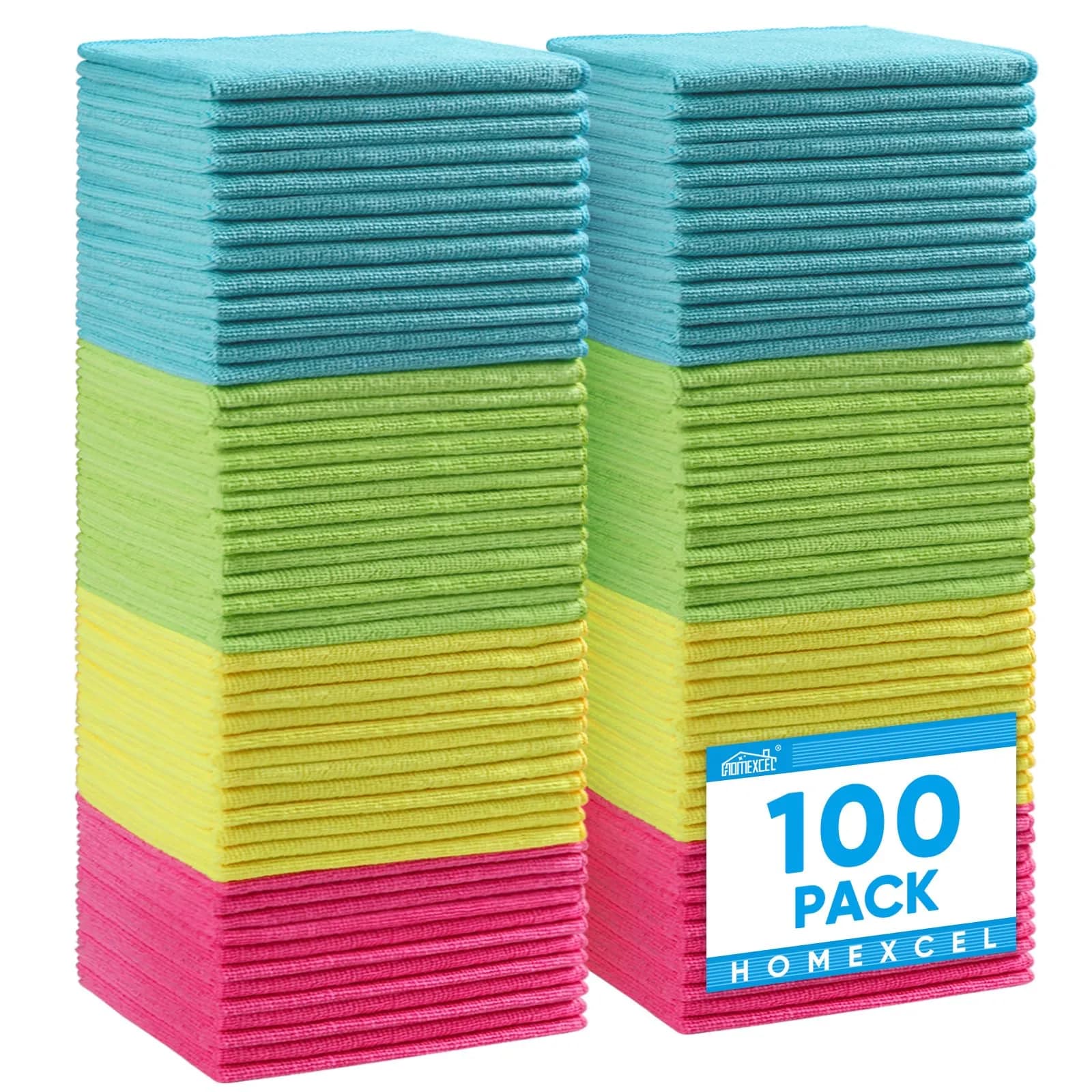 HOMEXCEL Microfiber Cleaning Cloths, 4 Color Assorted | Lint-Free & Scratch-Free — Multicolor