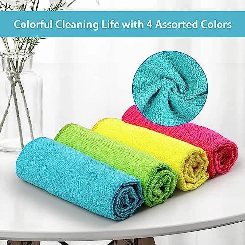 HOMEXCEL Microfiber Cleaning Cloths 100 Pack, 29cm x 29cm (11.5x11.5in) | Bulk Value for Home & Auto thumbnail 4