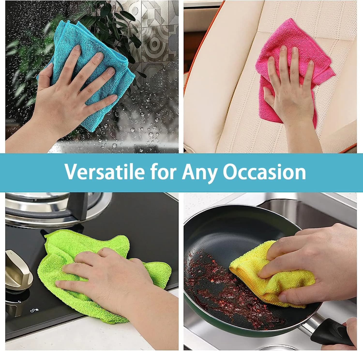 HOMEXCEL Microfiber Cleaning Cloths 100 Pack, 29cm x 29cm (11.5x11.5in) | Bulk Value for Home & Auto - view 8