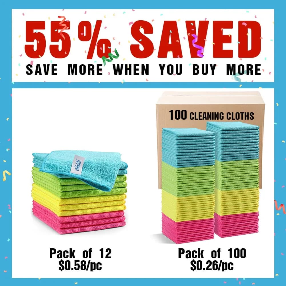 HOMEXCEL Microfiber Cleaning Cloths 100 Pack, 29cm x 29cm (11.5x11.5in) | Bulk Value for Home & Auto - view 2