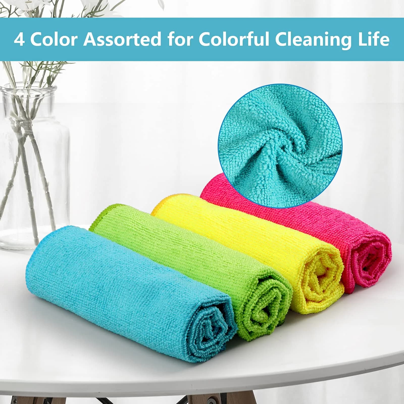 HOMEXCEL Microfiber Cleaning Cloths 24 Pack, 29.2cm x 29.2cm (11.5x11.5in) | Streak-Free Shine for Home & Car - view 3