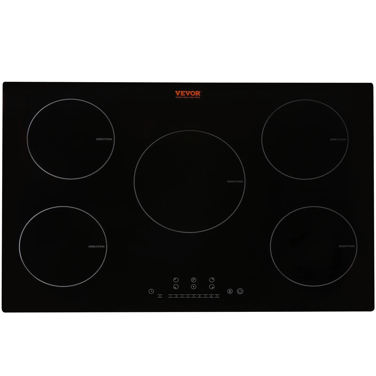 VEVOR 30 Inch 5 Burner Induction Cooktop 9000W 240V | Built-in Ceramic Glass with Sensor Touch Controls - main product image
