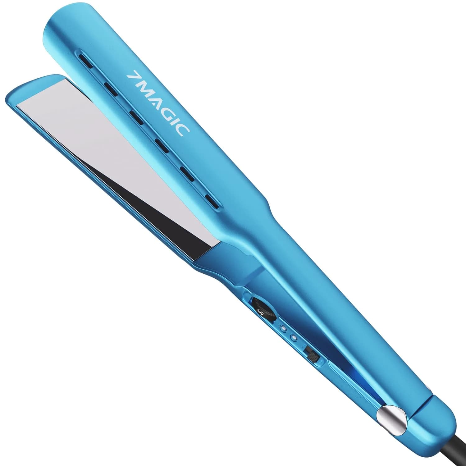 7MAGIC Nano Titanium 1.7" Flat Iron Hair Straightener for Thick Hair, Blue | Dual Voltage 110-220V