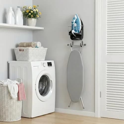 DOUBLE 2 C Black Ironing Board Hanger Wall Mount with Iron Holder & Hooks | 11.3" L x 4.5" W thumbnail 6