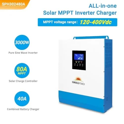 SGPWOSAY 3000W DC 24V Pure Sine Wave Inverter with 80A MPPT Solar Charger | High Efficiency Power Solution for Off-Grid & RV Use thumbnail 2