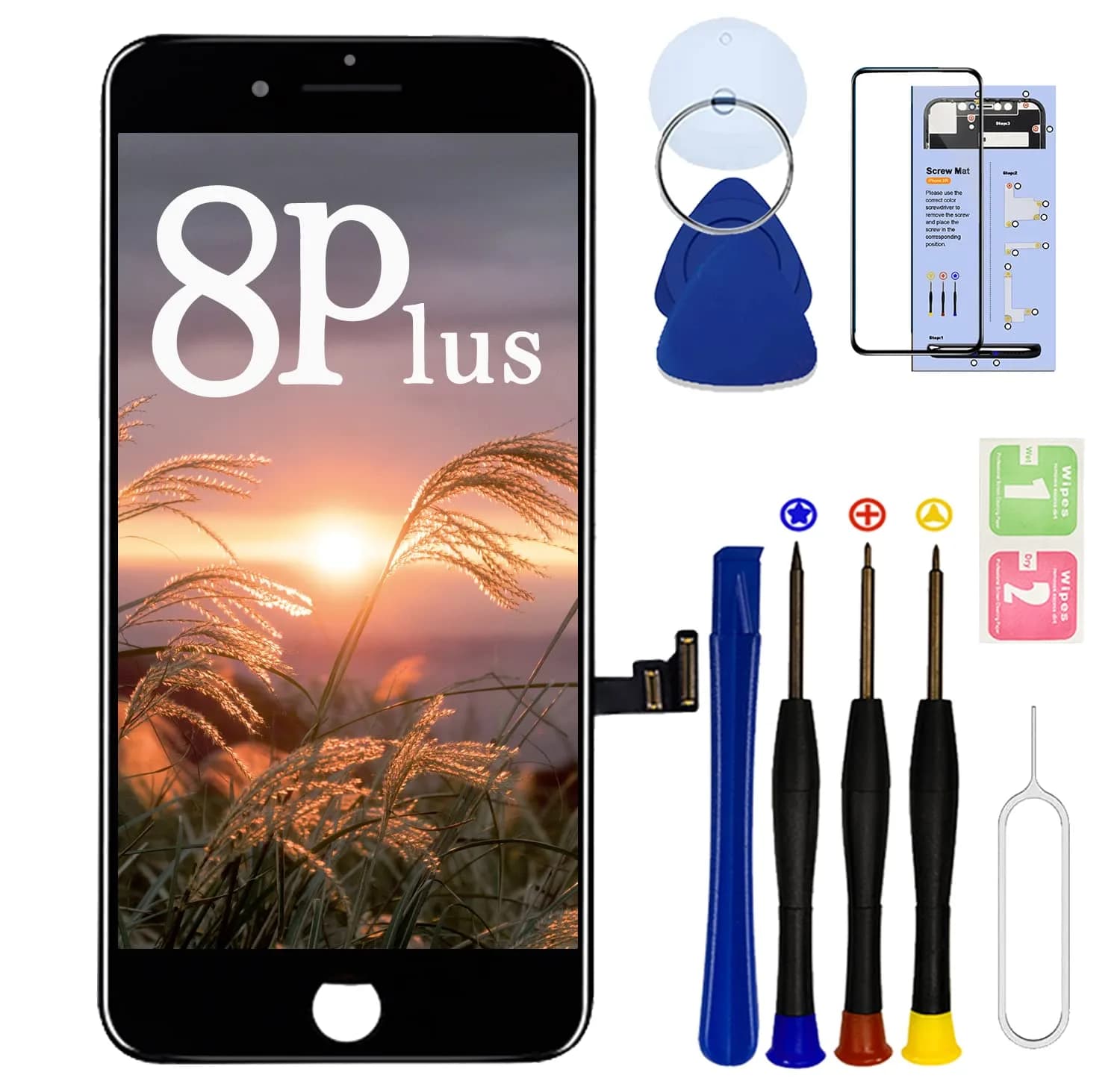 SIMDOG iPhone 8 Plus Screen Replacement 5.5 Inch Black | Incell Technology LCD Digitizer Assembly with Repair Tools - main product image