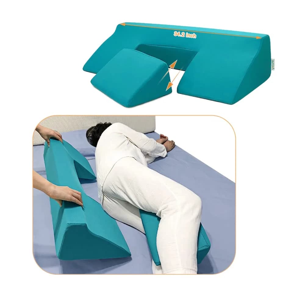 Mistuki Detachable Wedge Pillow for Side Sleepers & Bedridden Patients 86.4cm (34.2 inches) | Prevents Bedsores & Pressure Ulcers — Green