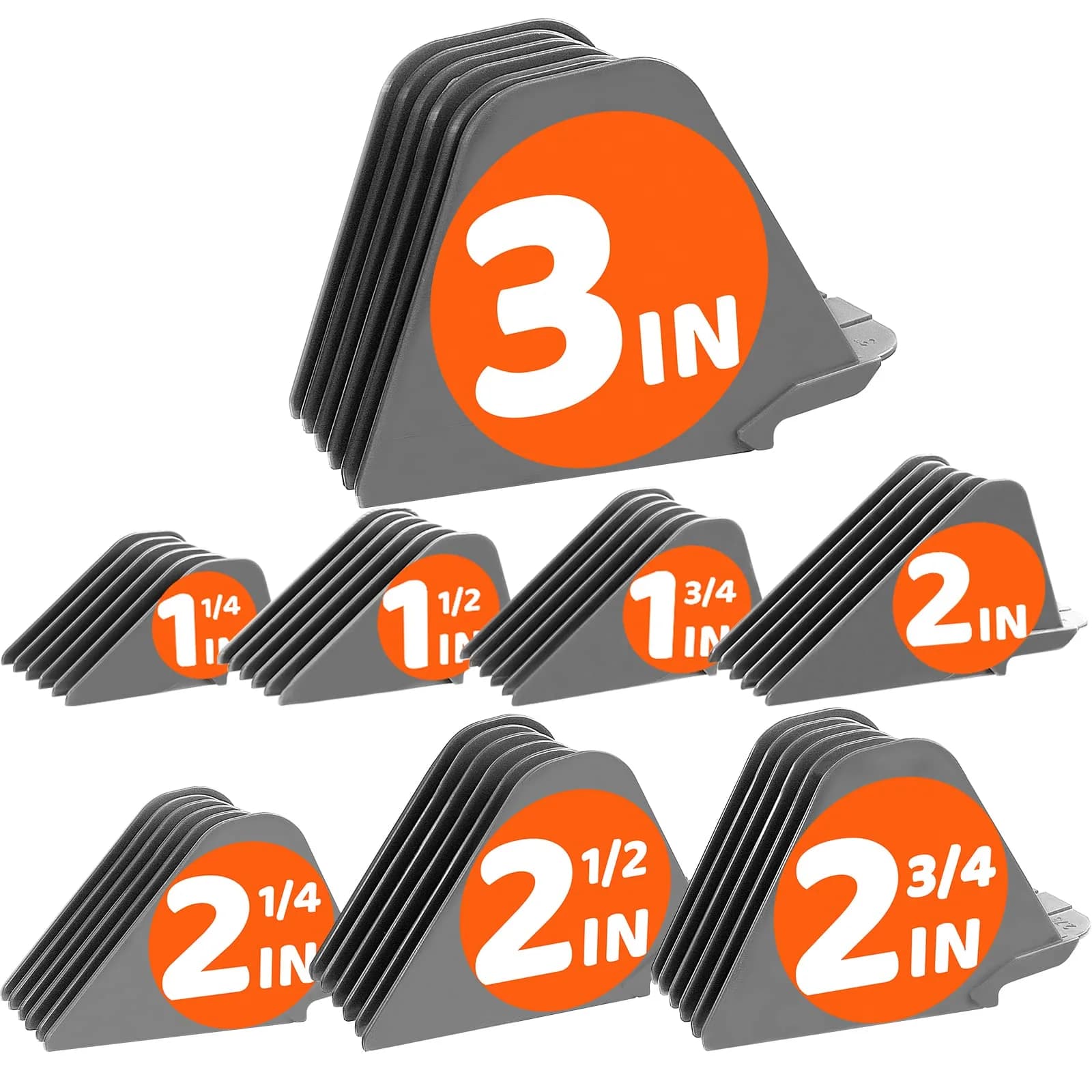 AFANSO Green 8pcs 3 Inch Hair Clipper Guards Set | Extra Long Cut for Wahl Full Size Clippers — Gray