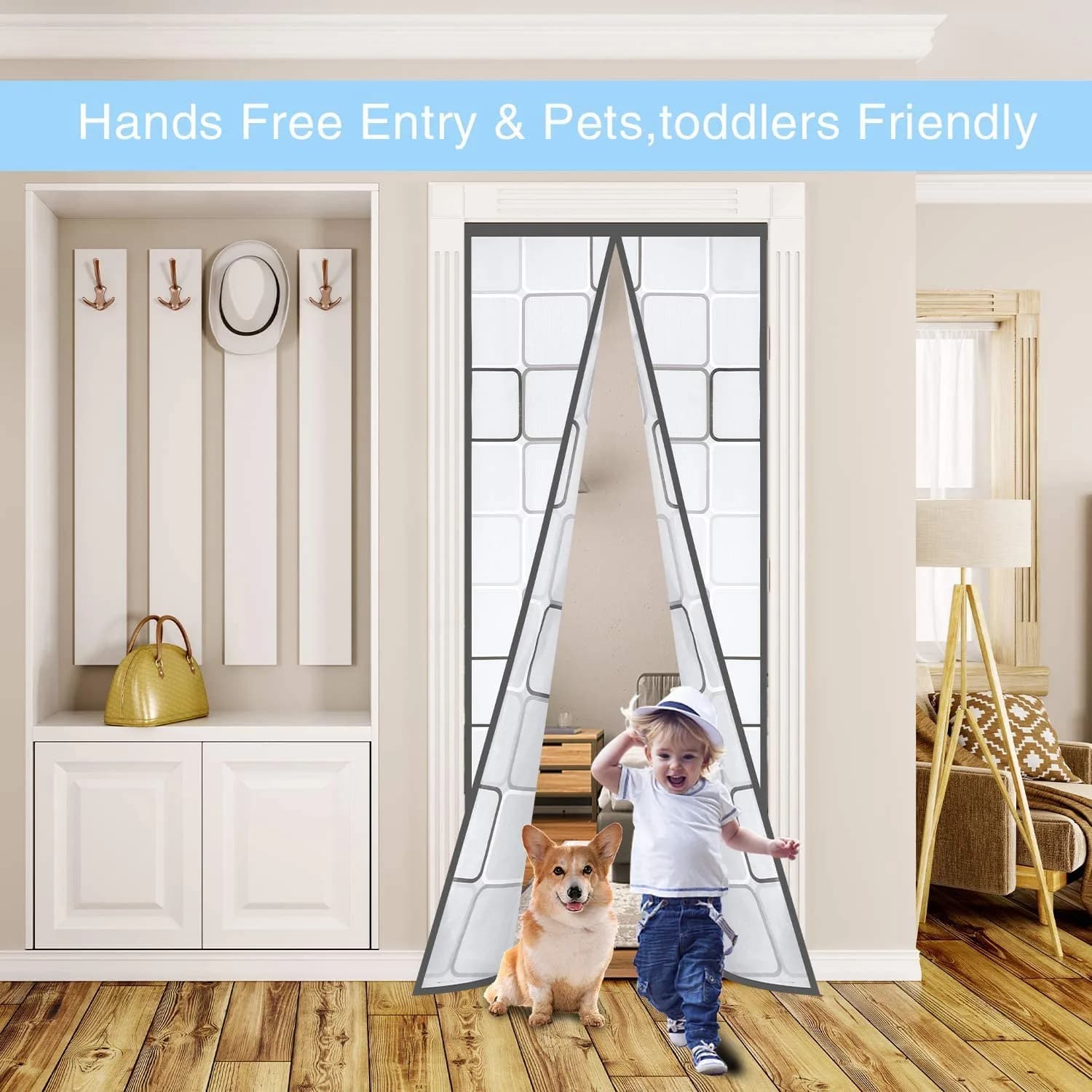 Alyseldy Magnetic Thermal Door Curtain - Fits Doors up to 36" x 82", Grey - view 4