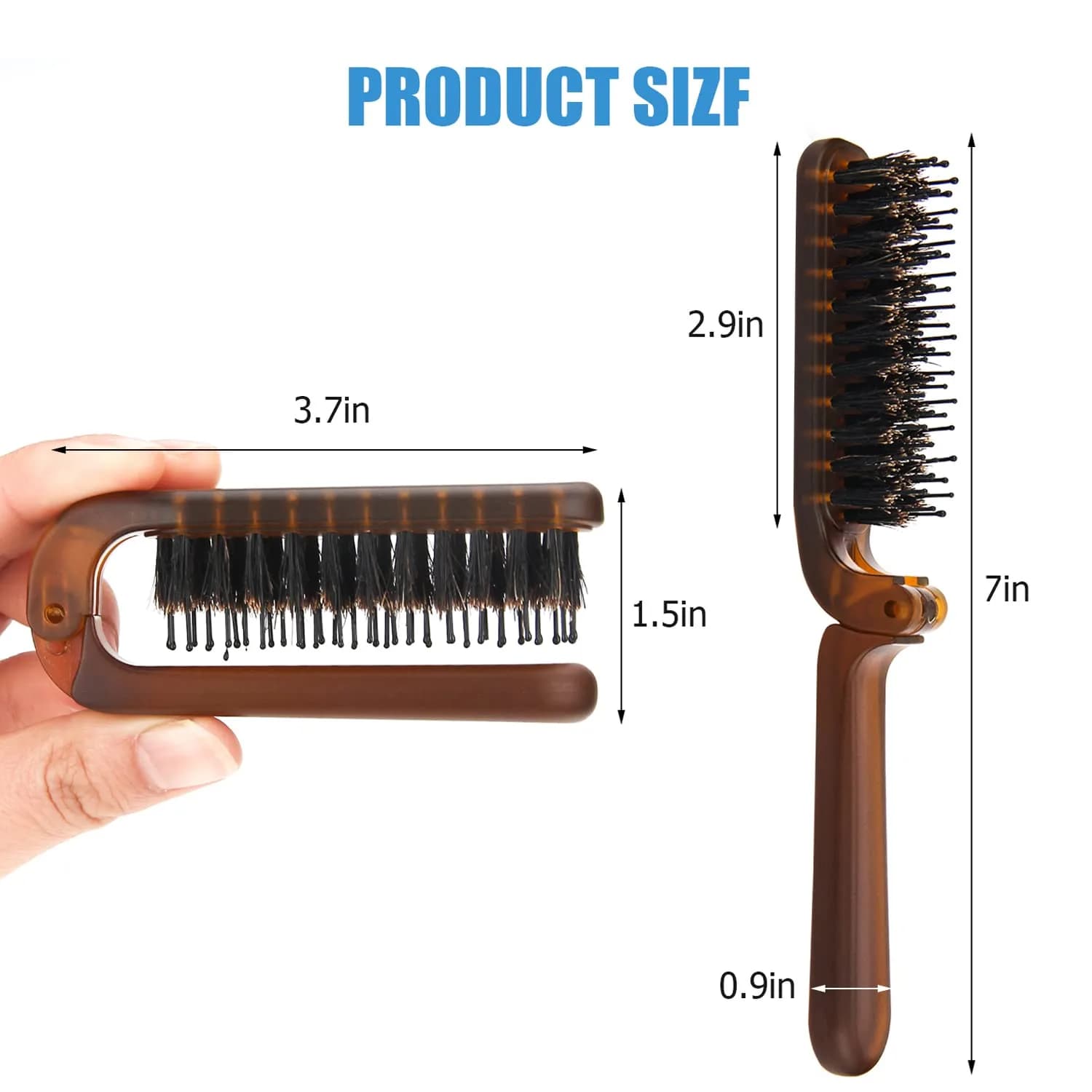 Ancable Folding Hair Brush with Boar Bristles & Nylon Pins, Amber, 1 Pack | Detangles & Smooths Hair - view 5