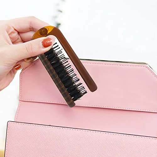Ancable Folding Hair Brush with Boar Bristles & Nylon Pins, Amber, 1 Pack | Detangles & Smooths Hair thumbnail 6