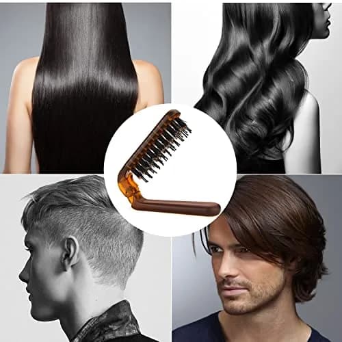 Ancable Folding Hair Brush with Boar Bristles & Nylon Pins, Amber, 1 Pack | Detangles & Smooths Hair thumbnail 7