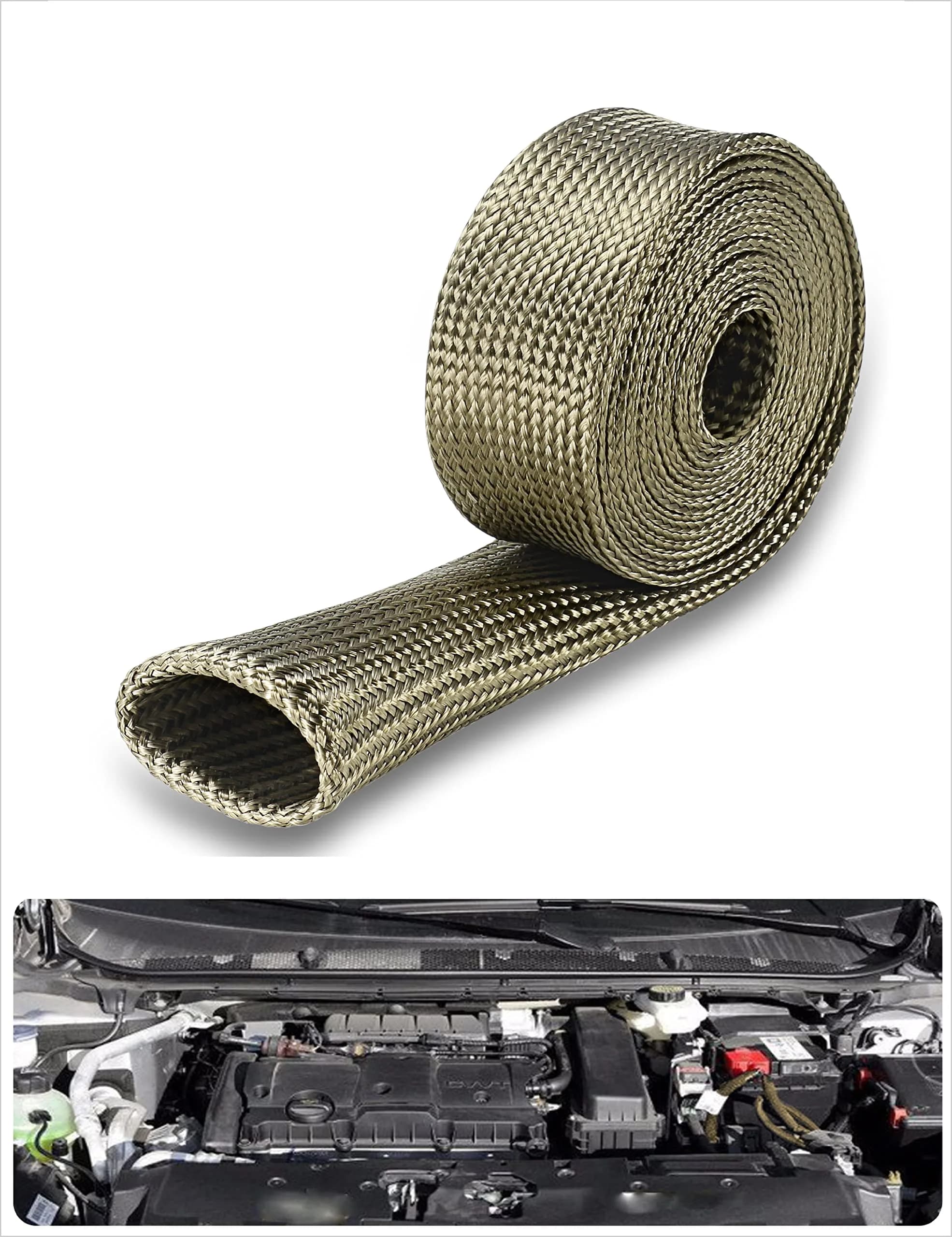Ummickl Heat Shield Sleeve for Fuel Lines & Spark Plug Wires | 12.7mm (1/2" ID) x 10ft Roll, Titanium Basalt - main product image