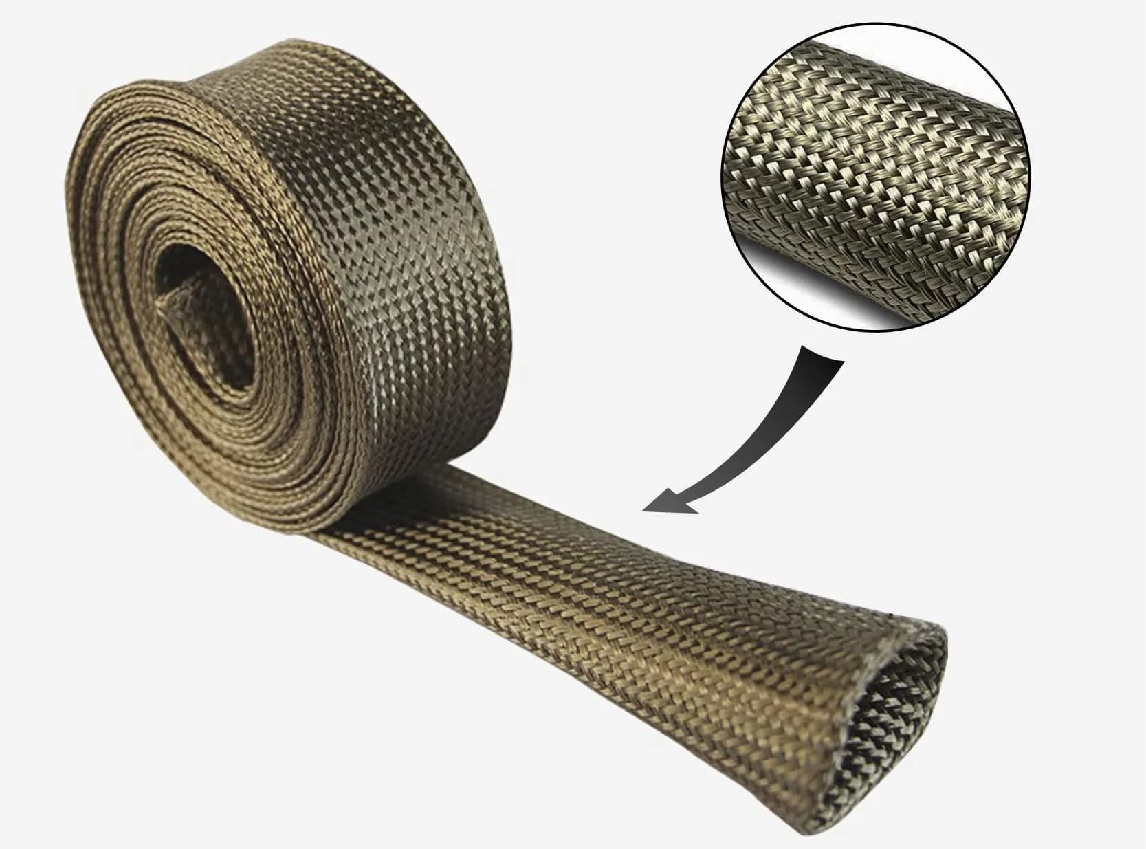 Ummickl Heat Shield Sleeve for Fuel Lines & Spark Plug Wires | 12.7mm (1/2" ID) x 10ft Roll, Titanium Basalt - view 5