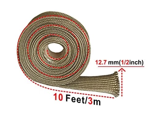 Ummickl Heat Shield Sleeve for Fuel Lines & Spark Plug Wires | 12.7mm (1/2" ID) x 10ft Roll, Titanium Basalt thumbnail 3
