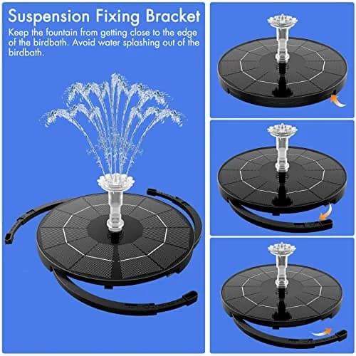 AISITIN 3.5W Solar Fountain Pump with 9.8ft Cord & 8 Nozzles | Attracts Birds, DIY Water Features thumbnail 5
