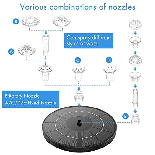 AISITIN 3.5W Solar Fountain Pump with 9.8ft Cord & 8 Nozzles | Attracts Birds, DIY Water Features thumbnail 6
