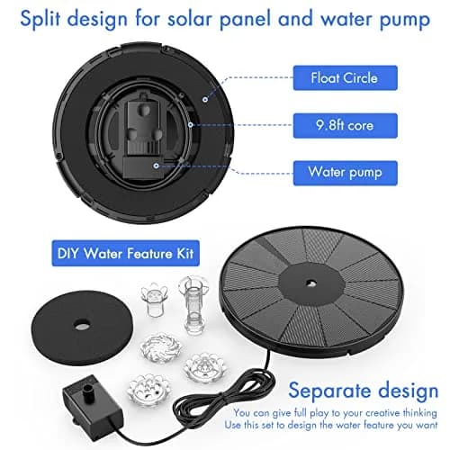 AISITIN 3.5W Solar Fountain Pump with 9.8ft Cord & 8 Nozzles | Attracts Birds, DIY Water Features thumbnail 8