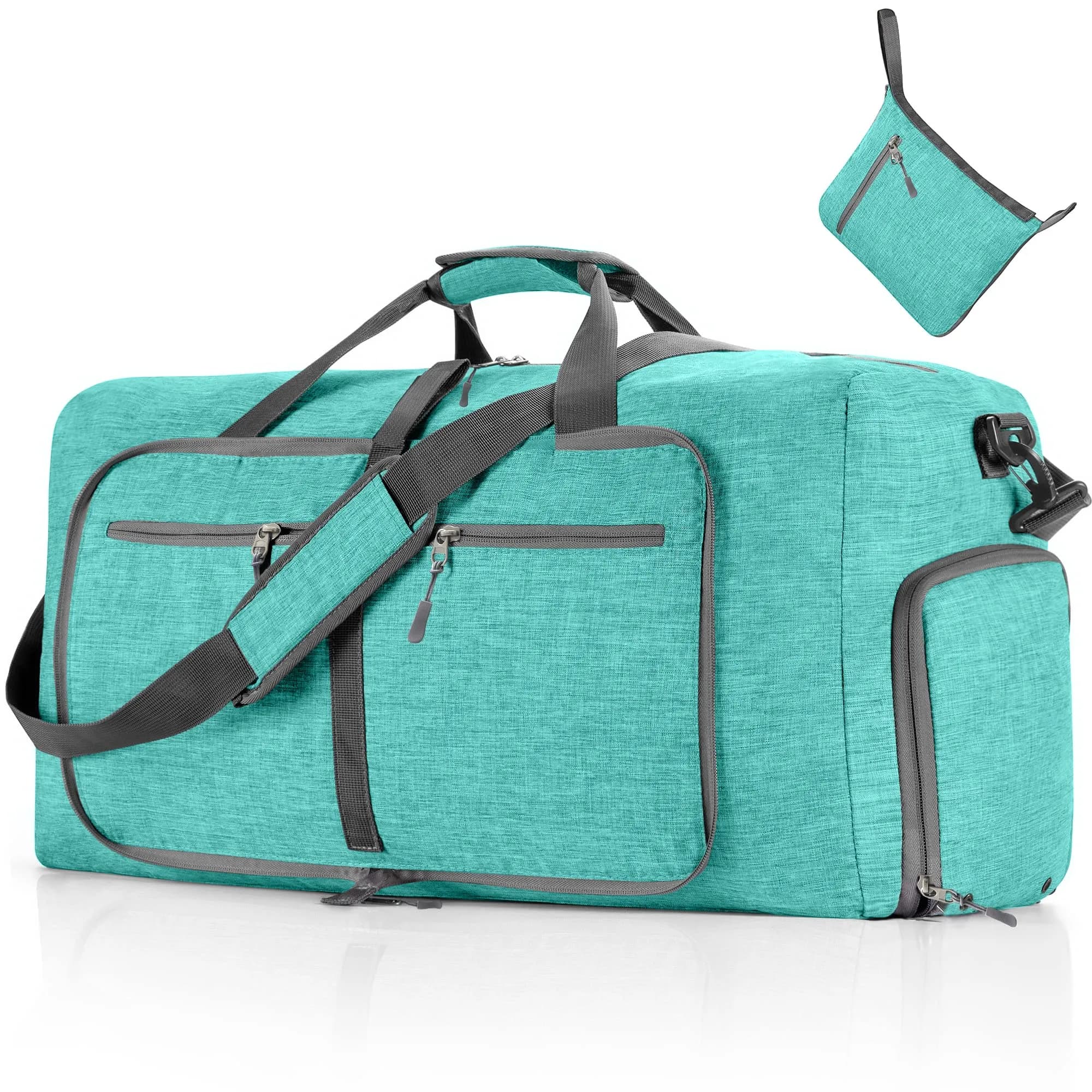 Vomgomfom Travel Duffle Bag 85L Foldable Waterproof Men Women Mint Green | Large Capacity & Compact Fold