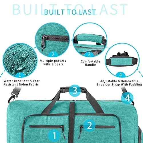 Vomgomfom Travel Duffle Bag 85L Foldable Waterproof Men Women Mint Green | Large Capacity & Compact Fold thumbnail 4
