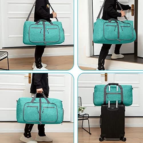 Vomgomfom Travel Duffle Bag 85L Foldable Waterproof Men Women Mint Green | Large Capacity & Compact Fold thumbnail 5