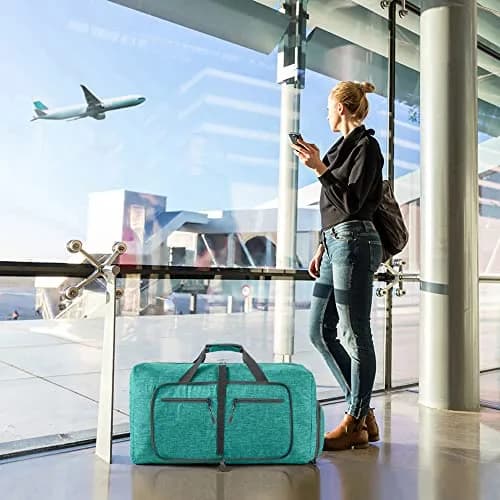 Vomgomfom Travel Duffle Bag 85L Foldable Waterproof Men Women Mint Green | Large Capacity & Compact Fold thumbnail 7