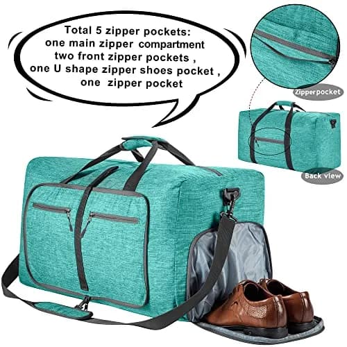Vomgomfom Travel Duffle Bag 85L Foldable Waterproof Men Women Mint Green | Large Capacity & Compact Fold thumbnail 3