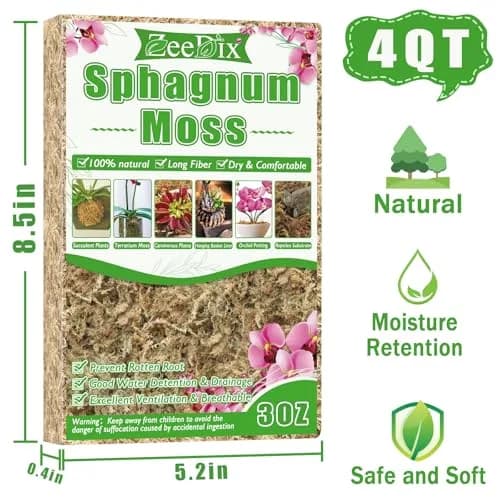 ZeeDix Natural Sphagnum Moss 3 oz (170g) | Long Fiber Moss for Indoor Plants, Orchids, Carnivorous Plants, Succulents, Reptiles thumbnail 2