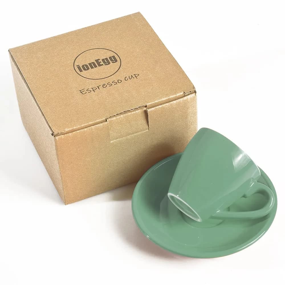ionEgg Cyan Porcelain Espresso Cup with Saucer, 80ml (2.7Oz) - Pro-Grade Lead-Free Ceramic - view 4