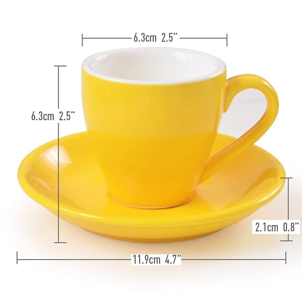 ionEgg Cyan Porcelain Espresso Cup with Saucer, 80ml (2.7Oz) - Pro-Grade Lead-Free Ceramic - view 2