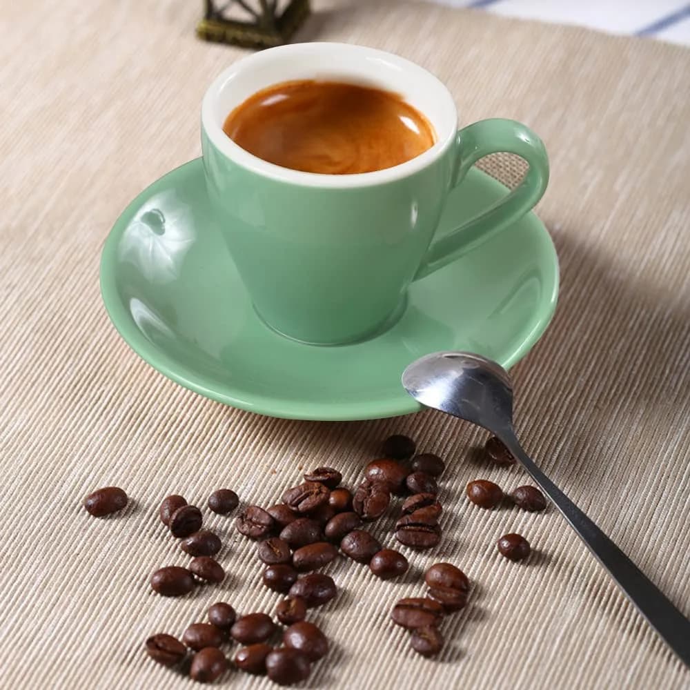 ionEgg Cyan Porcelain Espresso Cup with Saucer, 80ml (2.7Oz) - Pro-Grade Lead-Free Ceramic - view 3