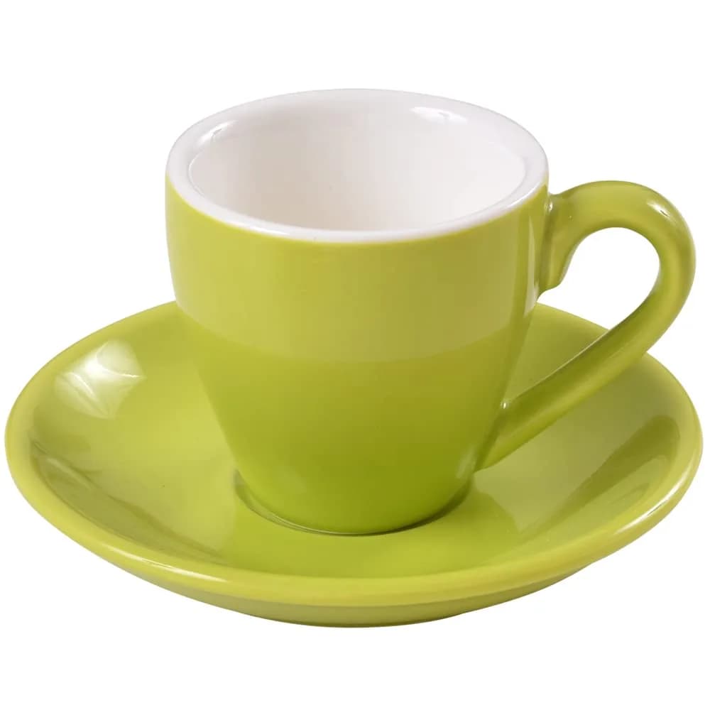 ionEgg 80ml Green Porcelain Espresso Cup with Saucer for Pro-Grade Ceramic Coffee Lovers - main product image
