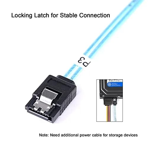 ADCAUDX SATA-III Cable 0.5M (1.6ft) 4-Pack | 6Gbps Data Transfer with Locking Latch thumbnail 4