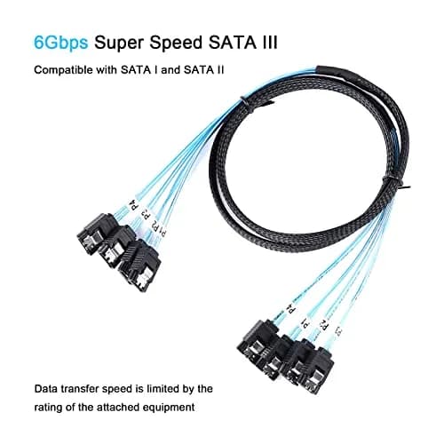 ADCAUDX SATA-III Cable 0.5M (1.6ft) 4-Pack | 6Gbps Data Transfer with Locking Latch thumbnail 5