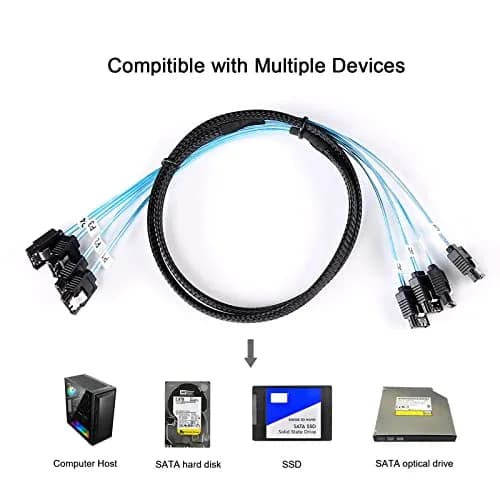 ADCAUDX SATA-III Cable 0.5M (1.6ft) 4-Pack | 6Gbps Data Transfer with Locking Latch thumbnail 6