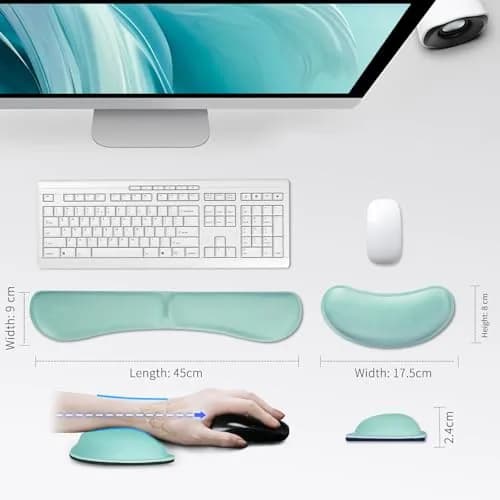 ZIBLY Wrist Rest Keyboard and Mouse Set - Ergonomic Memory Foam Support for Work & Gaming thumbnail 2